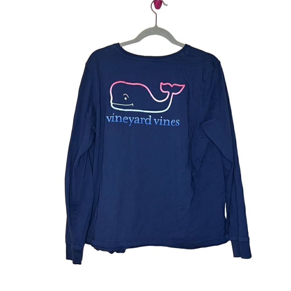 Vineyard Vines Kids' XL Blue Long-Sleeve Whale Pocket Cotton Tee Shirt